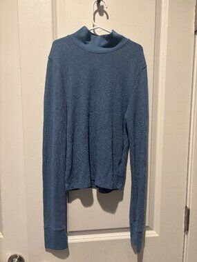 American Eagle Crop Waffle Turtleneck Light Blue